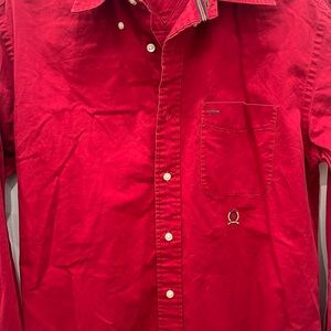Tommy Hilfigure long sleeve button up. Y2K in good condition. Red, Mens Small.